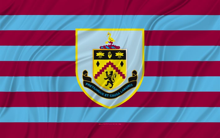 バーンリーfc, 4k, 紫青波状旗, プレミアリーグ, フットボール, 3dファブリックフラグ, バーンリーfc旗, サッカー, バーンリーfcのロゴ, イギリスのサッカークラブ, fcバーンリー