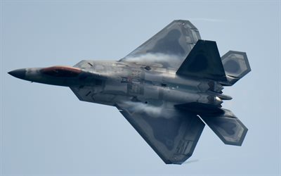 Boeing F-22 Raptor, american fighter, F-22, US air force, combat aircraft, F-22 in the sky, military aircraft