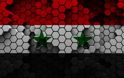 4k, syriens flagga, stenstruktur, stenbakgrund, grungekonst, syriens dag, syriens nationella symboler, syrien