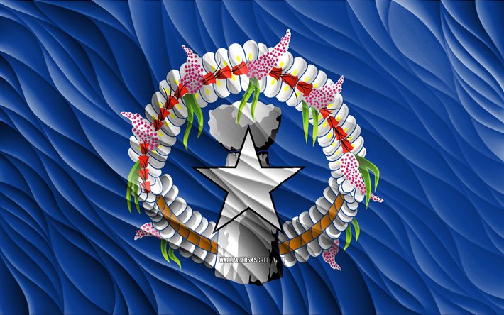 4k, علم جزر ماريانا الشمالية, أعلام 3d متموجة, دول المحيط, يوم جزر ماريانا الشمالية, موجات ثلاثية الأبعاد, الرموز الوطنية لجزر ماريانا الشمالية, جزر مريانا الشمالية