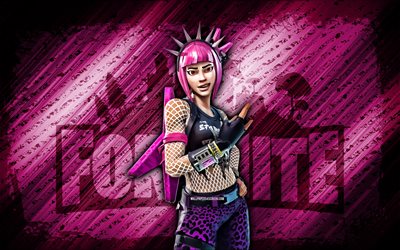 Power Chord Fortnite, 4k, purple diagonal background, grunge art, Fortnite, artwork, Power Chord Skin, Fortnite characters, Power Chord, Fortnite Power Chord Skin