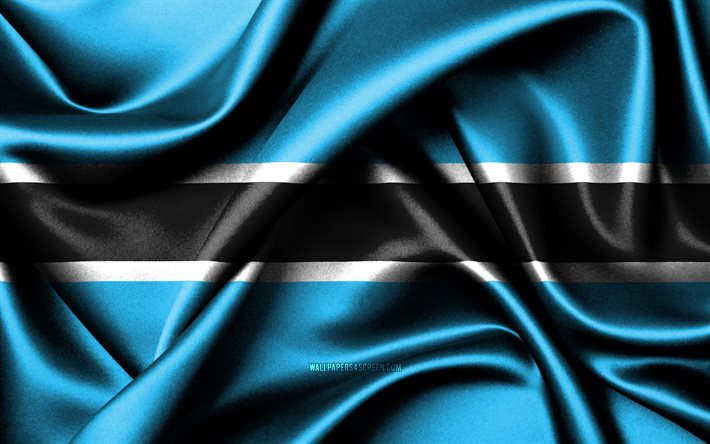 보츠와니 국기, 4k, 아프리카 국가, 패브릭 플래그, 보츠와나의 날, 보츠와나의 국기, 물결 모양의 실크 깃발, 보츠와나 국기, 아프리카, 보츠와나의 국가 상징, 보츠와나