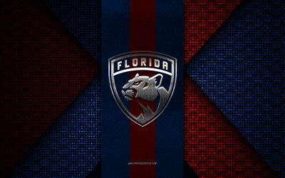 Florida Panthers, NHL, blue red knitted texture, Florida Panthers logo, American hockey club, Florida Panthers emblem, hockey, Florida, USA