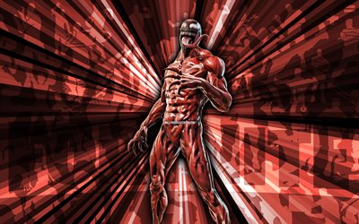 4k, 대학살, 빨간 광선 배경, 대학살 피부, 대학살 포트 나이트, 초록 예술, 포트 나이트 대학살 피부, fortnite 캐릭터, 포트 나이트, 창조적 인 예술