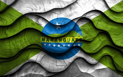 4k, bandera de maranguapia, ciudades de brasil, banderas de ondas 3d de madera, día de maranguapia, brasil, bandera de madera maranguape, ciudades brasileñas, maranguapia
