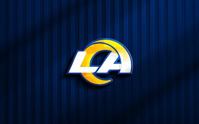 4k, Los Angeles Rams NFL 3D logo, NFL, blue 3D background, american football, Los Angeles Rams emblem, Los Angeles Rams logo, creative, american football team, Los Angeles Rams, LA Rams