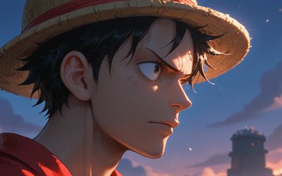 4k, mono d luffy, bokeh, una pieza, de cerca, noche, gear quinto, manga, arte abstracto, personajes de una pieza, engranaje 5, obra de arte, gomu gomu no mi, monkey d luffy one piece