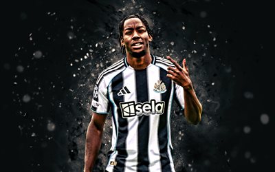 anthony elanga, 4k, luzes de neon brancas, newcastle united, premier league, jogadores de futebol suecos, anthony elanga 4k, futebol, newcastle united fc, anthony elanga newcastle united