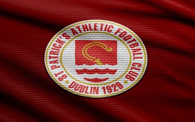 logotipo de tela atlético de st patricks fc, 4k, fondo de tela roja, división premier de irlanda, bokeh, fútbol, logotipo de st patricks athletic fc, fútbol americano, st patricks athletic fc emblema, st patricks athletic fc, club de fútbol irlandés, atlético de san patricio