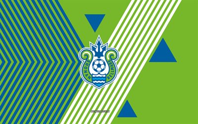 logotipo de shonan bellmare, 4k, equipo de fútbol japonés, fondo de líneas azules verdes, shonan bellmare, liga j1, japón, arte de línea, shonan bellmare emblema, fútbol americano