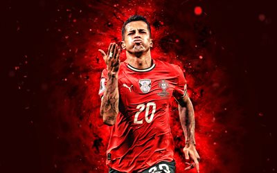 joao cancelo, 4k, أضواء النيون الحمراء, فريق كرة القدم الوطني البرتغال, uefa, لاعبي كرة القدم البرتغاليين, joao cancelo 4k, كرة القدم, الفرق الوطنية, فريق البرتغال joao cancelo