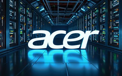 4k, acer vit neonlogotyp, bokhög, elektronikmärken, datacenterstativ, konstverk, acer  logotyp, mörker, märkeslogotyp, acer neon  logotyp, acer, märke, acer vit logotyp