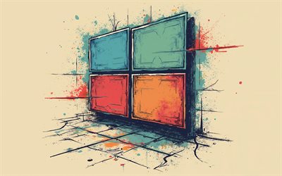 windows 10 retro  logo, 4k, grunge blumenhintergrund, os  marken, windows 10 abstraktes logo, retro  kunst, kreativ, windows 10 logo, windows 10