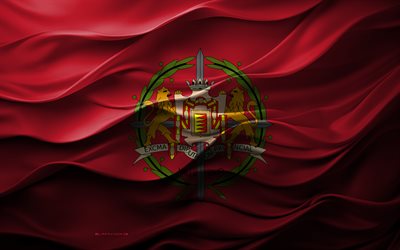 4k, flag di valladolid, città della spagna, bandiera 3d valladolid, spagna, bandiera valladolid, texture 3d, giorno di valladolid, simboli nazionali spagnoli, 3d art, valladolid