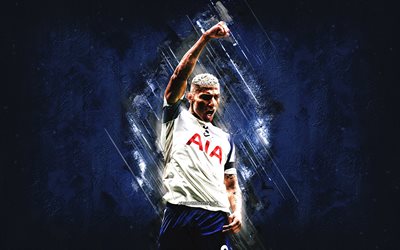 richarlison, tottenham hotspur, celebración de goles, jugador de fútbol brasileño, fondo de piedra azul, arte del fútbol, richarlison de andrade, richarlison tottenham hotspur, liga premier, inglaterra, fútbol americano