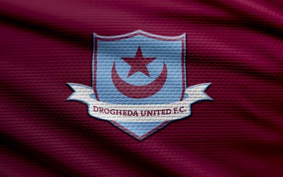 logotipo de tela drogheda united, 4k, fondo de tela púrpura, división premier de irlanda, bokeh, fútbol, logotipo de drogheda united, fútbol americano, drogheda united emblem, drogheda united, club de fútbol irlandés, drogheda united fc
