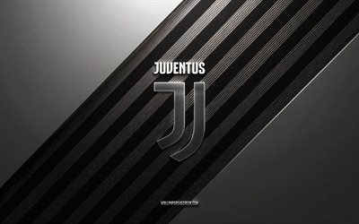 logo juventus fc, 4k, sfondo d'acciaio, club di calcio italiano, linee bianche nere, juventus fc emblem, serie a, juve, calcio, juventus fc, italia, juventus fc metal logo, juventus fc crest, juventus