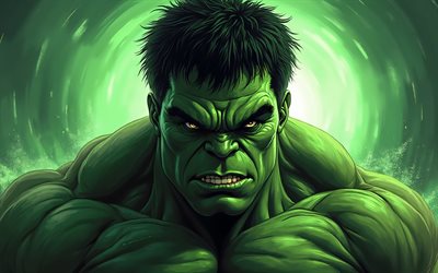 4k, hulk, grüner abstrakter hintergrund, superhelden, marvel  comics, nahaufnahme, hulk 3d, kunstwerk, hulk art, fan art, hulk 4k