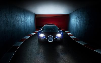 la nuit, hypercars, la bugatti veyron, des lumières, des bugatti, veyron