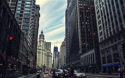 street, i grattacieli di chicago, illinois, usa