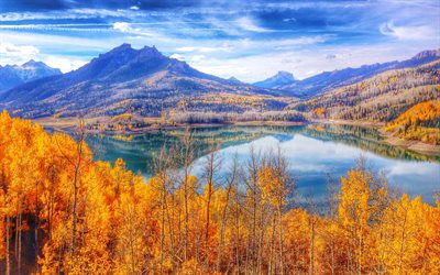in autunno, le montagne, il lago, colorado, usa