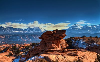 moab, etats-unis, dans l'utah, désert, neige, hiver, états-unis