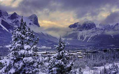 المنزل, canmore, الجبال, ألبرتا, كندا, الشتاء