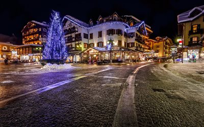 garland, town, christmas, italy, alps
