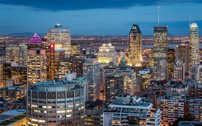 몬트리올, 고층 빌딩, 캐나다, 저녁 도시, 퀘벡