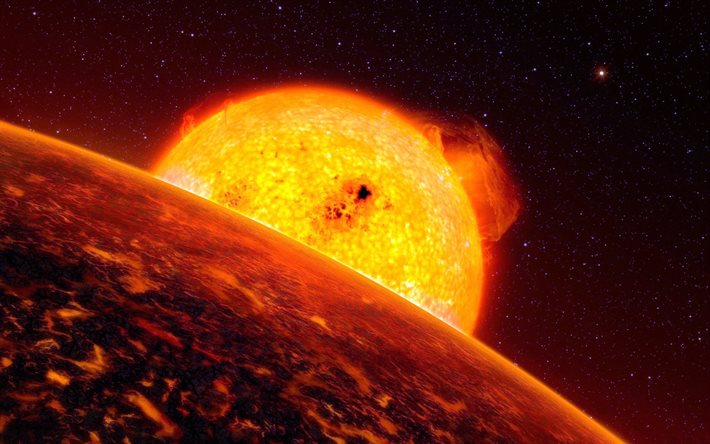 hot sun, space, planet, galaxy