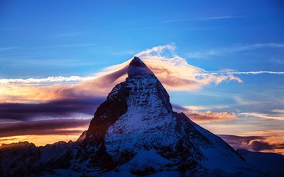 스위스, alps, the matterhorn, cervino, 산, alpi