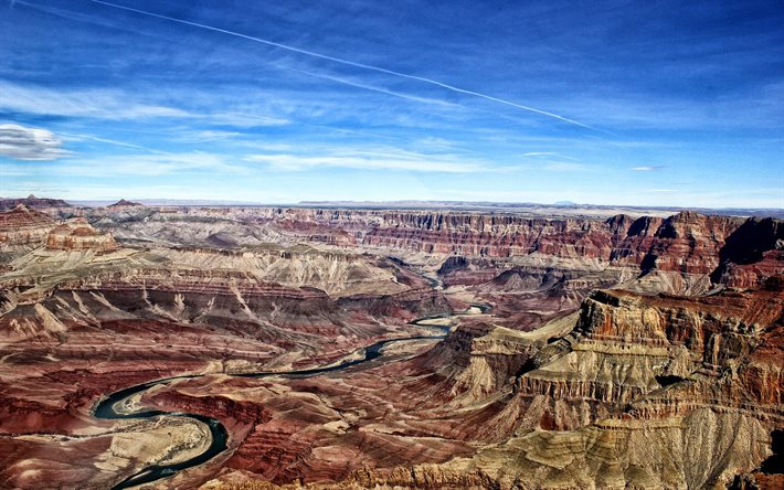 gran canyon, etats-unis, le grand canyon, le désert, le rock, la vallée, le fleuve colorado, fleuve colorado