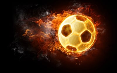 fuego, pelota de fútbol, creativo