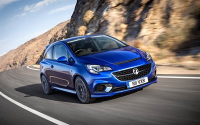 vauxhall, corsa vxr, 2016, mountain road, in motion