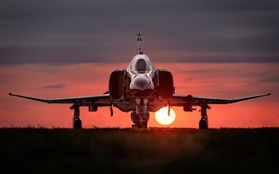 caccia-bombardiere, mcdonnell douglas, attacco, tramonto