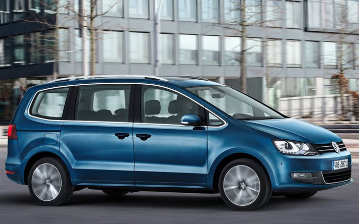 minivans, 2016, volkswagen, sharan, blå