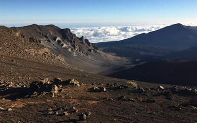 hawaii, negli stati uniti, i pendii delle montagne, cratere haleakala, haleakala, il cratere di haleakala, usa