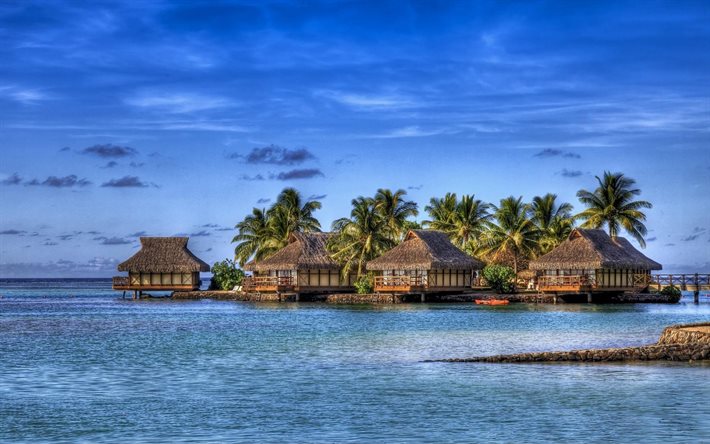 hdr, the maldives, sea, bungalow, houses, maldives