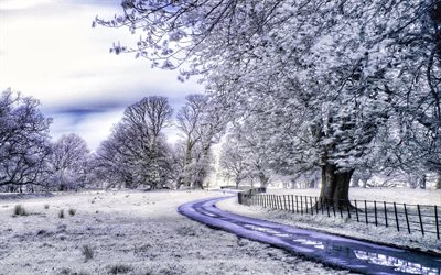 irlanda, en el condado de kerry, carretera, invierno, nieve