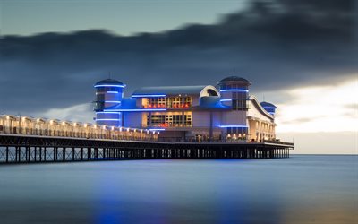 night, lights, pierce, the grand pier, england, grand pier, weston-super-mare