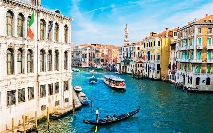 İtalya, Venedik, tekne, kanal, ev