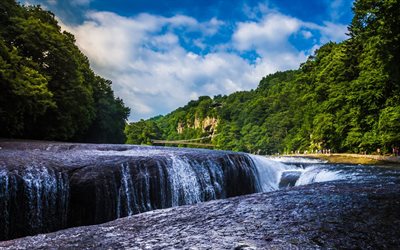 fukiware falls, 일본, 군마, katashina 강, 숲, 폭포 fukiware falls, 카치나 강, 여름