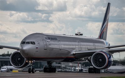 the boeing 777, aeroflot, boeing 777, passenger aircraft, airport
