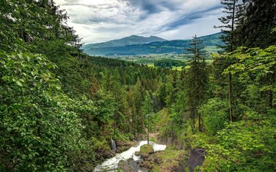 golling, austria, river, tennengebirge, forest, the golling an der salzach