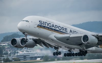 verkehrsflugzeug, singapore airlines, airbus a380, passagierflugzeug, der airbus a380