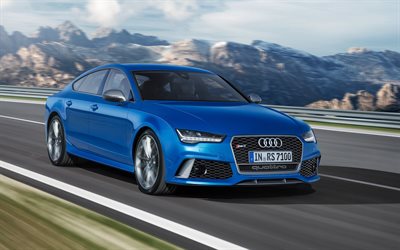 audi, blue, rs7 sportback, 2016, road, рс7 sportback