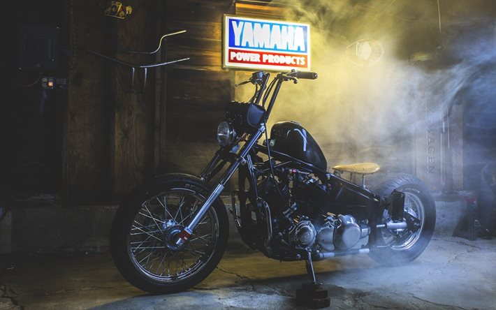 les vieux yamaha, 2015, motos, yamaha v-star, de la fumée