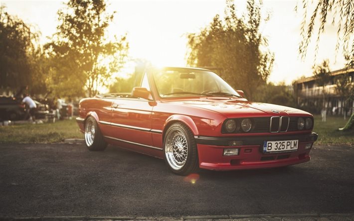 e30, bmw m3, tuning, convertibles, red bmw
