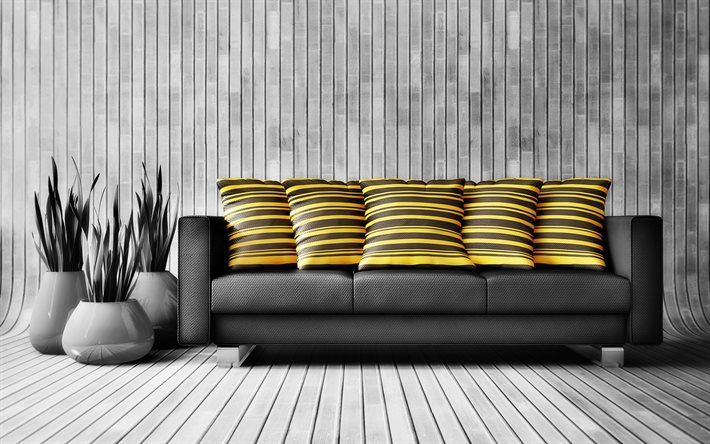 des planches de bois, salon, canapé, design, вазоныcouch-bois-couleurs-decorationjpg