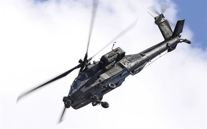 helicóptero de combate, vuelo, apache